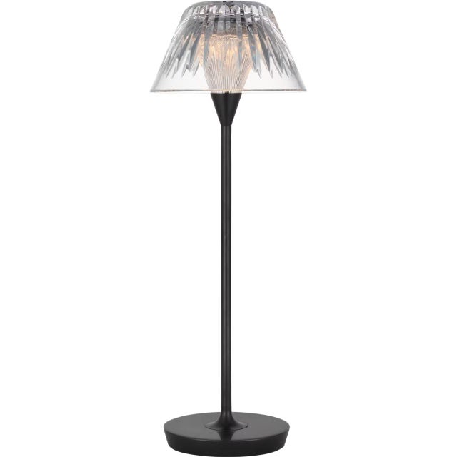 Modern Waterford by Visual Comfort Signature Blaze 16" Rechargeable Table Lamp in Bronze with Clear Crystal For Sale - Image 3 of 3