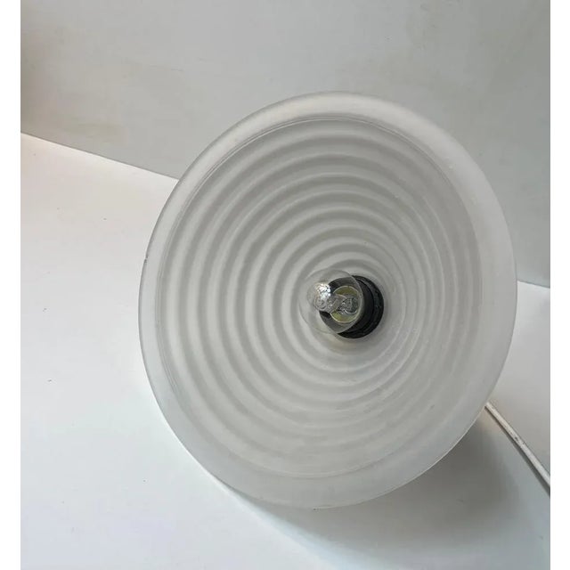 Italian Art Deco Revival Pendant Lamp in Brass and Glass, 1970s For Sale - Image 6 of 9