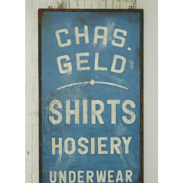 2020s Large Chas. Geld Clothing Aluminum Marty Supreme Movie Prop Double Sided Sign For Sale - Image 5 of 10