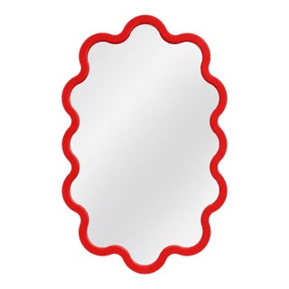Red Oval Wall Mirror for Modern Living Room – Hvyli Oval 60 For Sale
