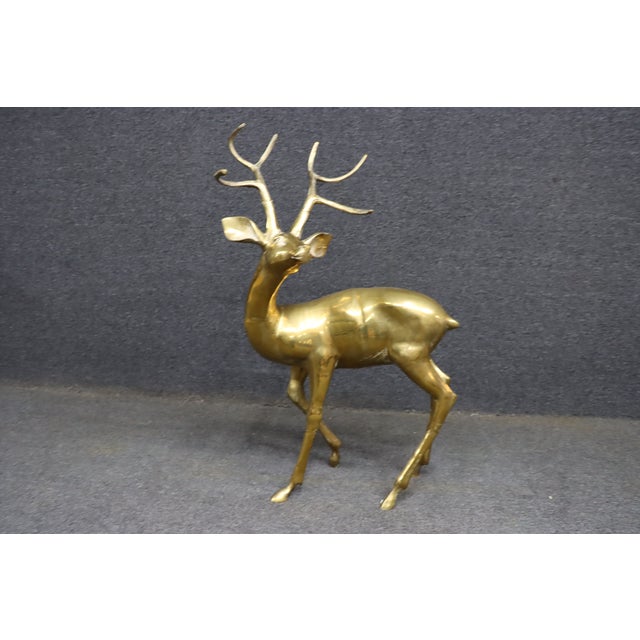 Brass Solid Brass Deer Sculpture For Sale - Image 8 of 8