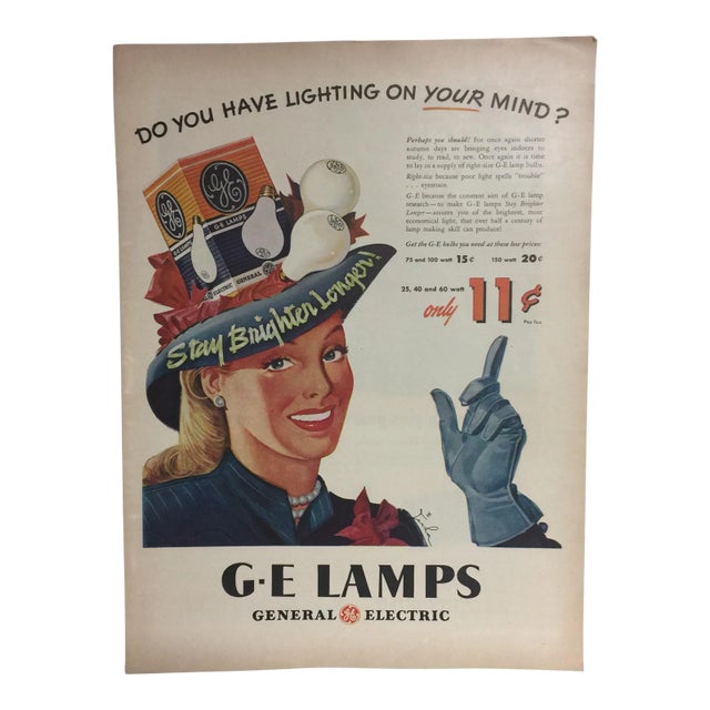 Vintage GE Lamps Ad For Sale