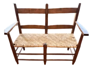Antique Farmhouse Ladderback Bench