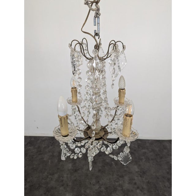 20th Century Four-Light Crystal Chandelier For Sale - Image 3 of 8
