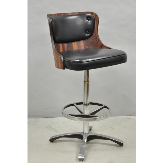 Mid-Century Modern Vintage Daystrom Mid Century Modern Faux Rosewood Laminate Barstools - Set of 4 For Sale - Image 3 of 18