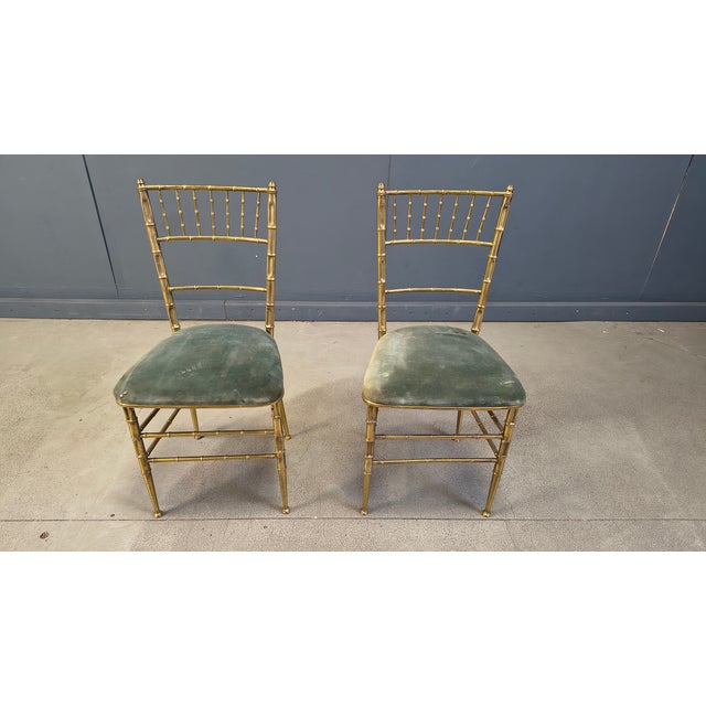 Brass Faux Bamboo Chairs, 1960s, Set of 2 For Sale - Image 11 of 13