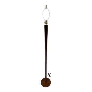 Mid 20th Century Danish Modern Black Accent Teak Floor Lamp For Sale