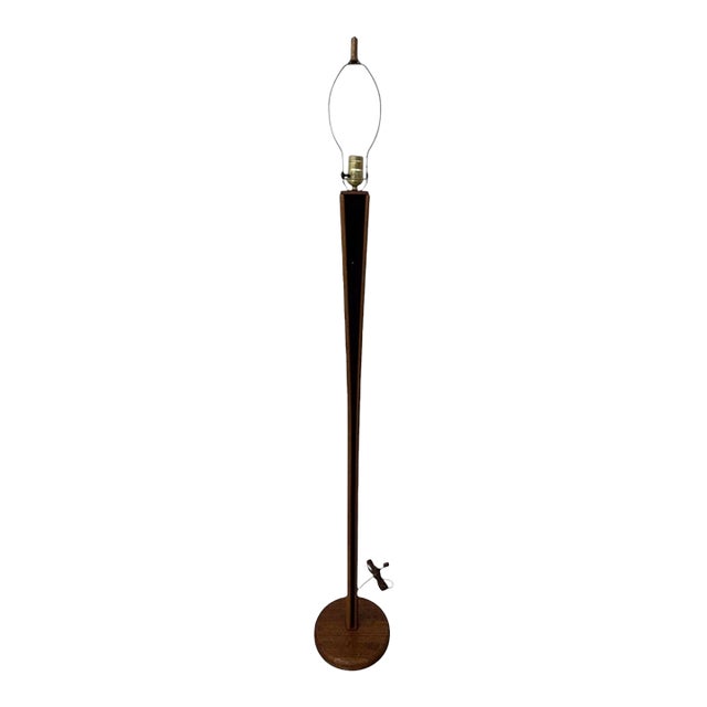 Mid 20th Century Danish Modern Black Accent Teak Floor Lamp For Sale