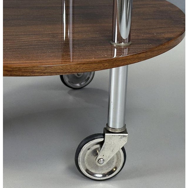 Brown Bauhaus Chrome and Walnut Floor Lamp, 1930s For Sale - Image 8 of 10