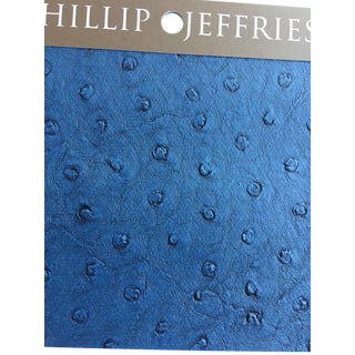 "Vinyl Ostrich - Bleu Nuit" Phillip Jeffries Wallpaper For Sale