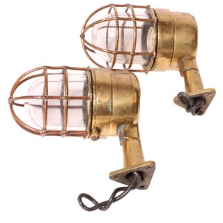 Early 20th Century Brass Maritime Wall Sconces - A Pair For Sale