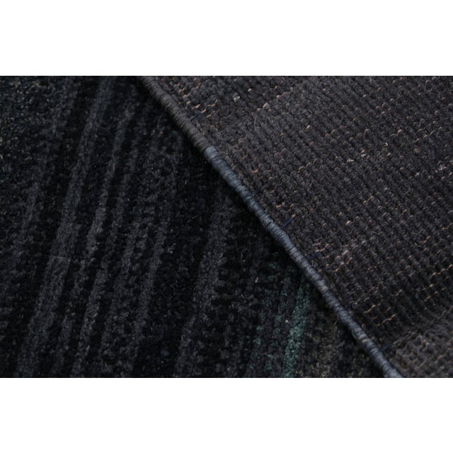 Textile Rug & Kilim’s Textural Rug in Dark Blue Tones and Striae For Sale - Image 7 of 7