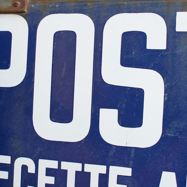 Antique French Enamel Post Office Metal Sign, 1950s For Sale - Image 4 of 9