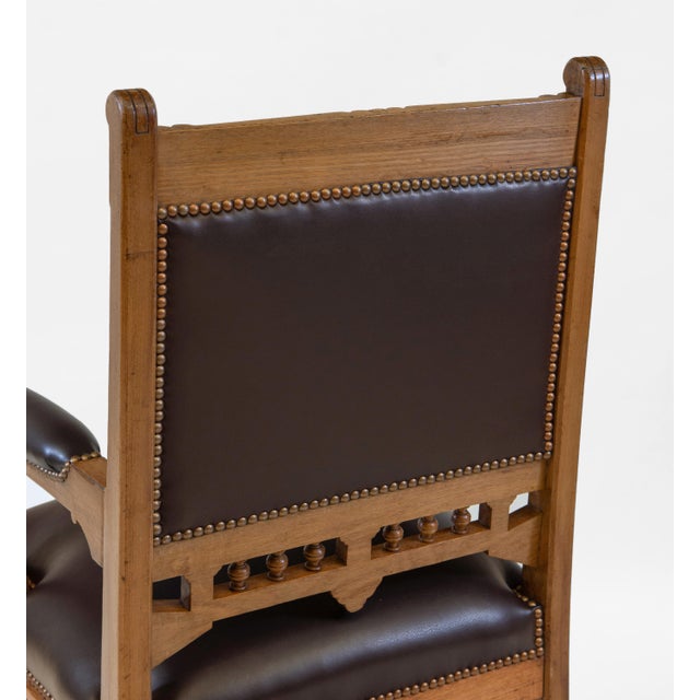 Gothic Revival Ash & Leather Armchair Desk, 1860s For Sale - Image 6 of 14