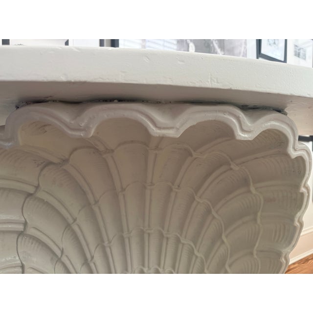 1940s 1940s White Shell Form Hollywood Regency Console Table For Sale - Image 5 of 13