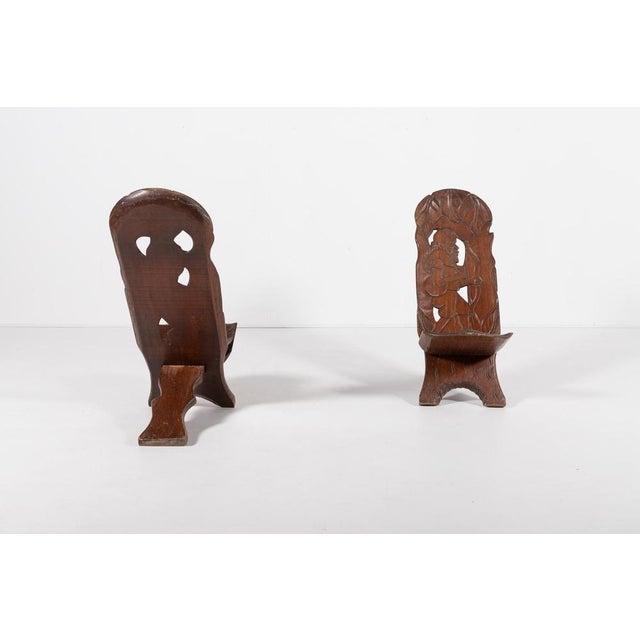 Set of Vintage African Carved Chairs For Sale - Image 5 of 10