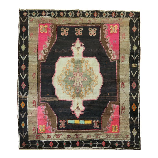Square Mid Century Turkish Rug, 8'7'' X 8'9'' For Sale