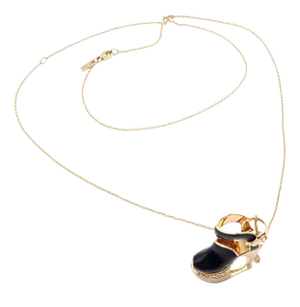 Late 20th Century Salvatore Ferragamo Yellow Gold Enamel Shoe Pendant Necklace