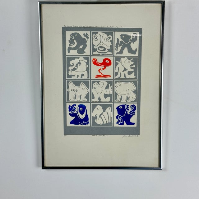 Jean Sariano (Algerian French, b 1943) signed, numbered & dedicated artist proof relief print artwork. The work depicts 12...