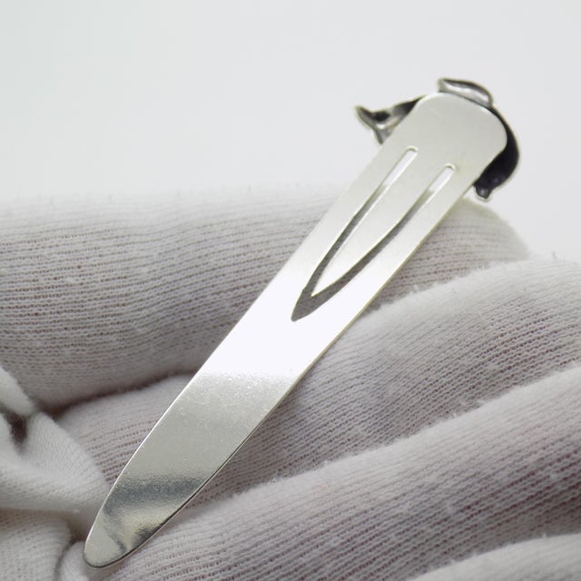 Metal Vintage Italian Handmade Genuine Sterling Silver 925 Dolphin Bookmark For Sale - Image 7 of 11
