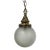 Antique Victorian Style Ornate Brass and Etched Glass Globe Wired Pendant Light For Sale