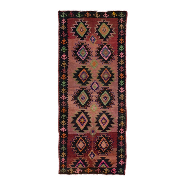 Mid-20th Century Turkish Kilim Red Handmade Tribal Wool Runner For Sale