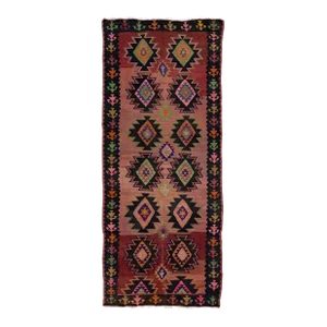 Mid-20th Century Turkish Kilim Red Handmade Tribal Wool Runner