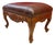 Louis XV Style Carved Wood Footstool Ottoman With Faux Leather & Nailhead Trim For Sale