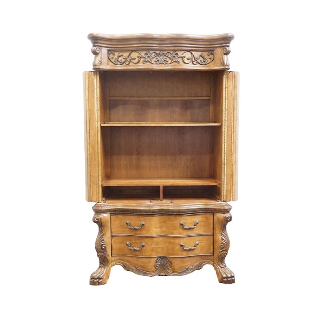 Aico Furniture Paradisio Collection Birch Contemporary Italian Provincial 52" Media / Clothing Storage Armoire - Amaretto Finish 24890-462 / 24890-473 For Sale - Image 4 of 14