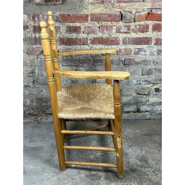 Natural Wood Paillé Armchair, 1970s For Sale - Image 4 of 9