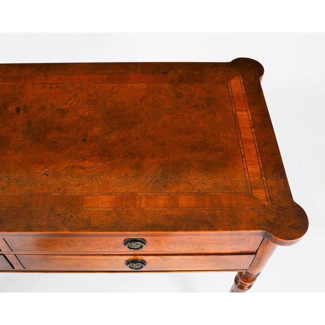 Vintage English Bur Walnut Console Table, 1950s For Sale - Image 4 of 18