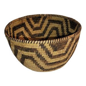 1920s Hand Woven Geometric Basket