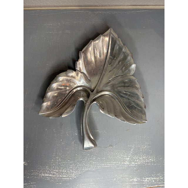 Mid-Century Modern Vintage Attributed to Bruce Fox Cast Aluminum Leaf Bowl For Sale - Image 3 of 10