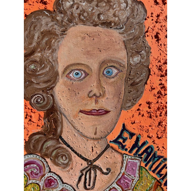 2020s Original Painting on Canvas, Portrait of Elizabeth Hamilton Signed S. Graff, Coa For Sale - Image 5 of 9