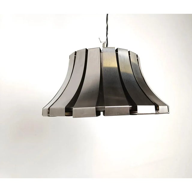 Silver Mid-Century Steel Suspension Lamp by E. Martinelli for Martinelli Luce, 1970s For Sale - Image 8 of 9