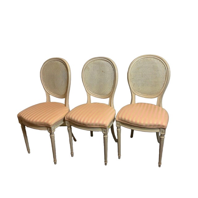 Wood Vintage French Louis XVI Style Oval Cane Back Dining Chairs, Set of 6, C. 1970s For Sale - Image 7 of 17