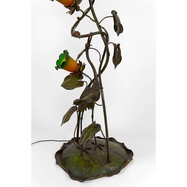 Copper French Art Nouveau Heron Floor Lamp, 1890s For Sale - Image 8 of 18