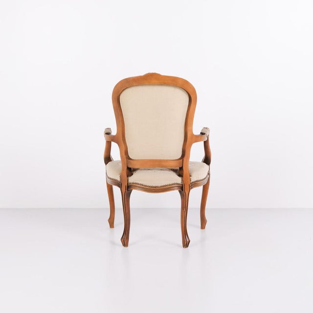 Neo-Rococo Armchair with Curved Legs and Patterned Floral Fabric, 1930s For Sale - Image 3 of 11