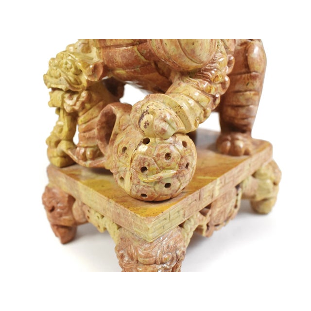 Mid-Century Carved Stone Chinees Dragon Lion Statue Sculpture For Sale - Image 10 of 11