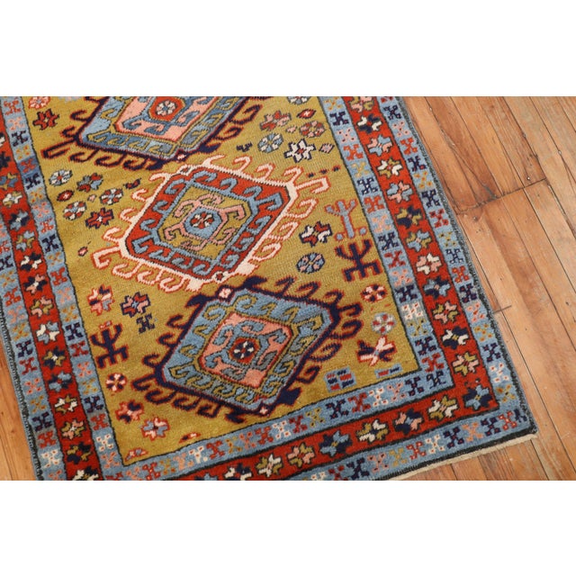 Persian Early 20th Century Mustard Field Tribal Northwest Persian Heriz Square Rug For Sale - Image 3 of 6
