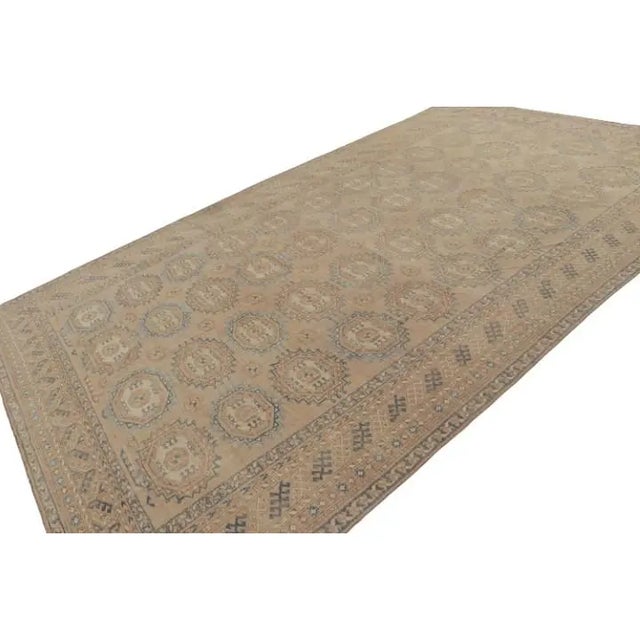 Rug & Kilim Vintage Ersari Rug in Beige-Brown and Blue With Geometric Patterns by Rug & Kilim For Sale - Image 4 of 7