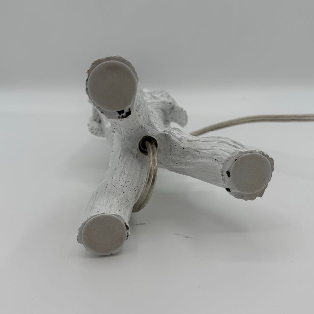 Vintage 1990s Faux Bois Bird Lamp, Cottagecore White Resin Tree Trunk Lamp For Sale - Image 4 of 6
