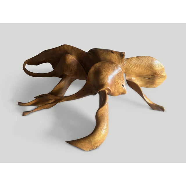 Contemporary Andrianna Shamaris Floating Sculptural Teak Wood Console Table For Sale - Image 3 of 5