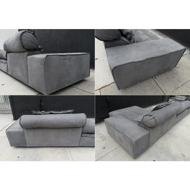 "Miami" Sectional Sofa by Paola Navone for Baxter Upholstered in Gray Leather For Sale - Image 14 of 18