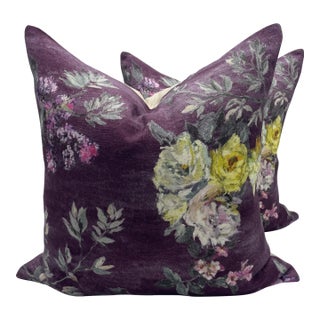 Designers Guild Floral Pillows- A Pair For Sale