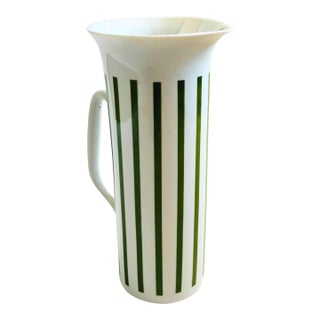 MCM LaGardo Tackett Green Striped Porcelain Pitcher - Schmid International Porcelain For Sale