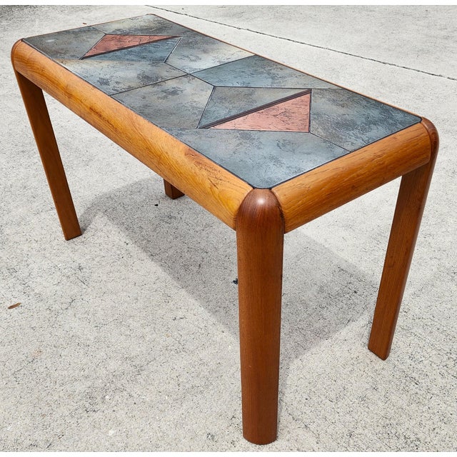 Wood MCM Gangsø Møbler Slate Tile & Teak Console Table 1970s Danish Modern For Sale - Image 7 of 13