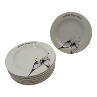 Vintage Salad Plates in Millennium by Epoch 8" Champagne Glass Toast Cheers Y2k - Set of 8 For Sale
