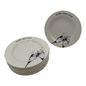 Vintage Salad Plates in Millennium by Epoch 8" Champagne Glass Toast Cheers Y2k - Set of 8