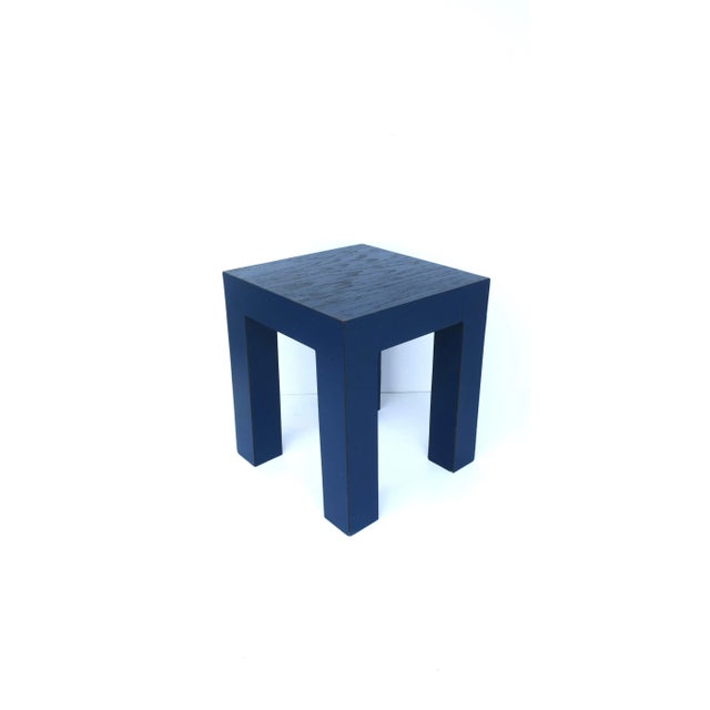 Postmodern Square Blue End Side Drink Table Memphis Style, Small For Sale In New York - Image 6 of 9